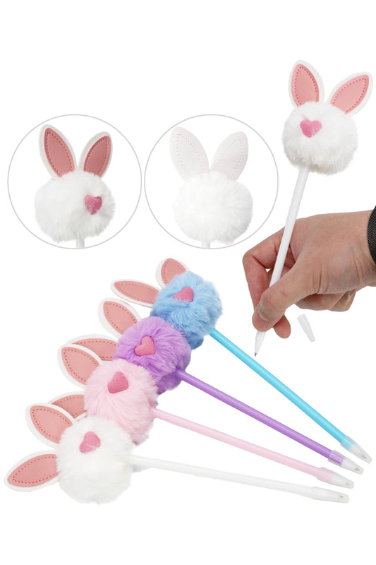 Bunny Ear Vegan Leather Pom Pom Pen